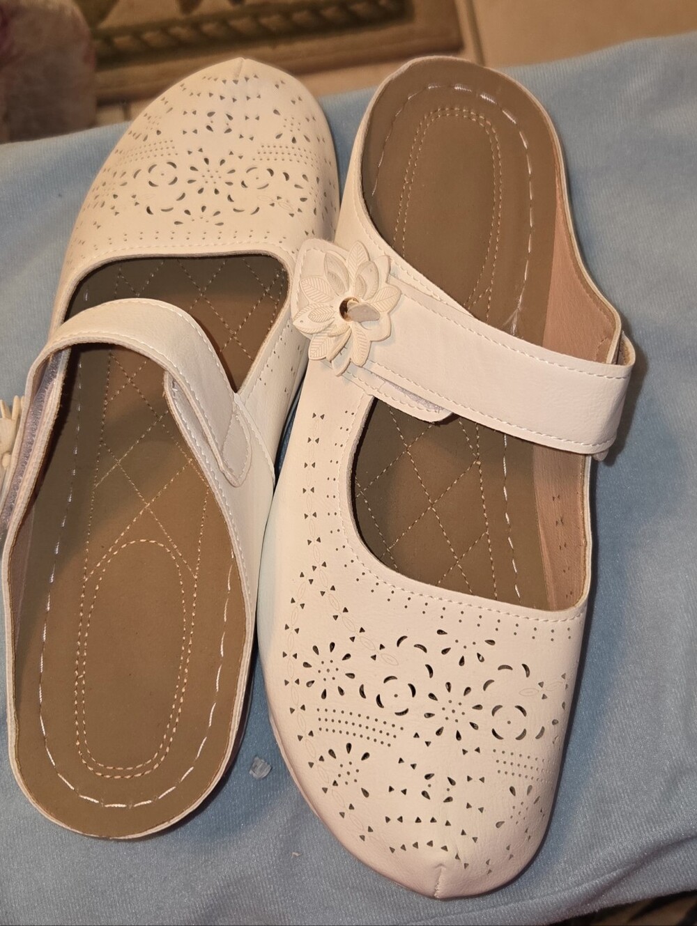 Women's White Slip-On Mary Jane Comfort Shoes
